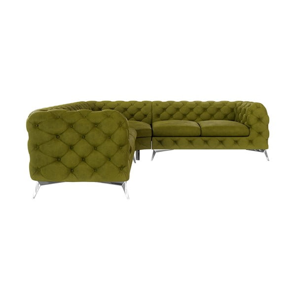 Žalios spalvos iš velveto kampinė sofa Chelsea – Ropez-image-1