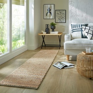 Rankų darbo iš kenafo kilimas natūralios spalvos 60x230 cm Drew Stripe – Flair Rugs