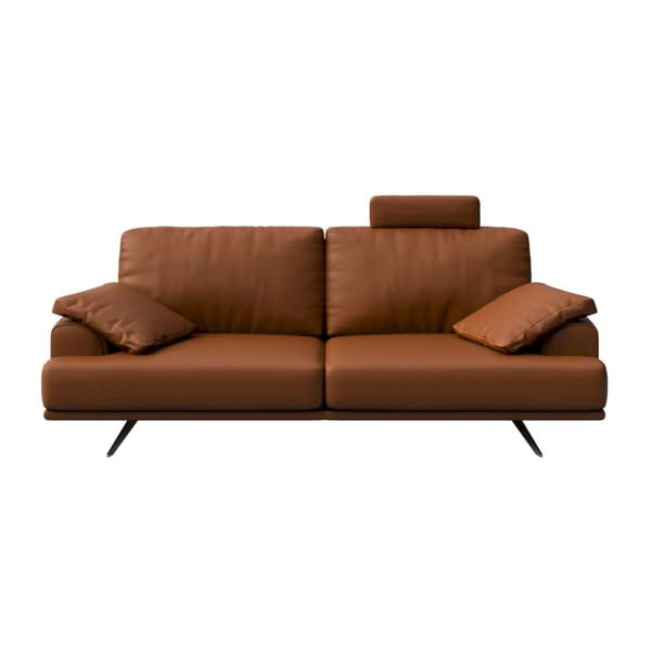 Sofa konjako rudos spalvos iš odos 220 cm Prado – MESONICA