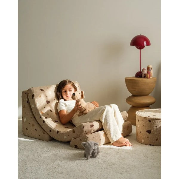 Šviesiai rudos spalvos iš boucle/iš šenilinio audinio vaikiškas krėslas Terrazzo Moon – Wigiwama-image-4