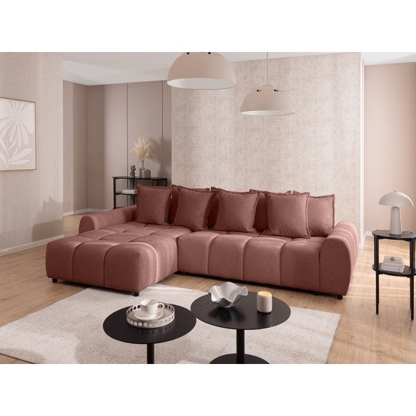 Terakotos spalvos kampinė sofa (su kairiuoju kampu/su gultu) Albane  – Ropez-image-1
