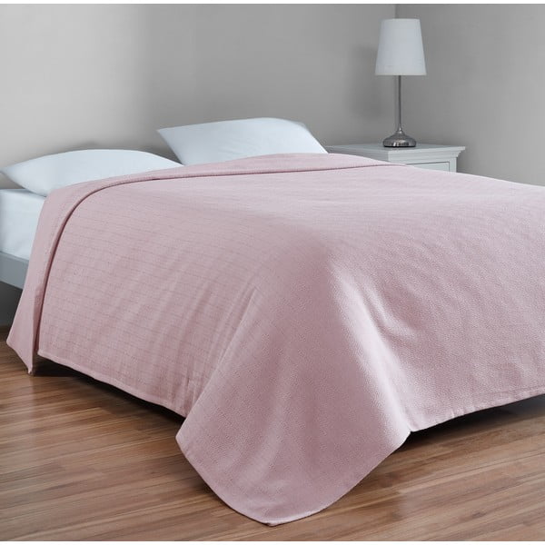 Lovatiesė rožinės spalvos iš medvilnės dvigulei lovai 200x230 cm Serenity – Mijolnir