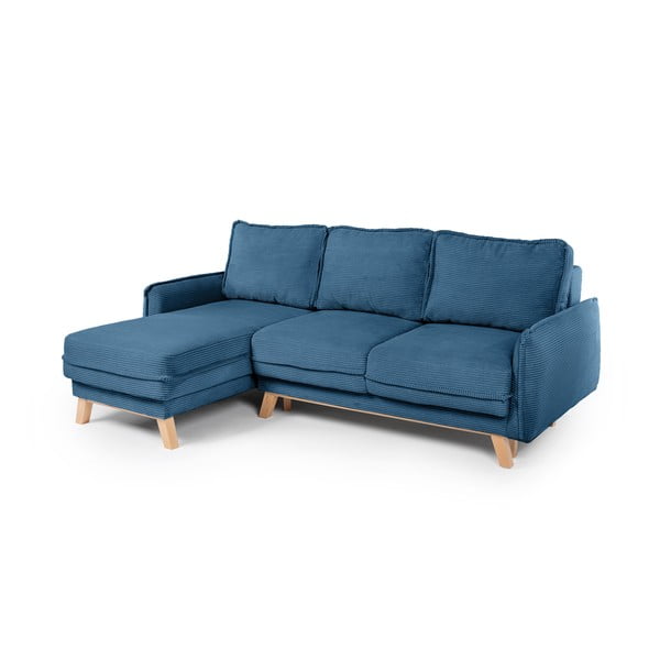 Sulankstoma (kintama) kampinė sofa mėlynos spalvos iš kordinio velveto Tori – Bonami Selection-image-2