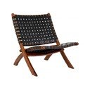 Juodas odinis krėslas su pynimu Perugia - House Nordic