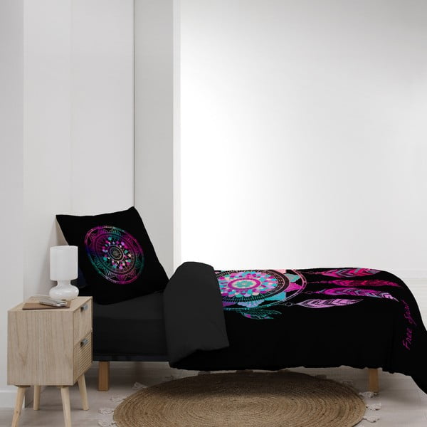 Juodos spalvos iš medvilnės viengulė patalynė 140x200 cm Porte Bonheur – douceur d'intérieur-image-3