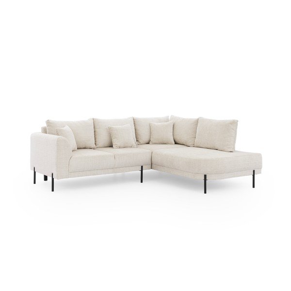 Smėlio spalvos kampinė sofa iš šenilinio audinio (su dešiniuoju kampu/„L“ formos) Mauris  – Ropez-image-2