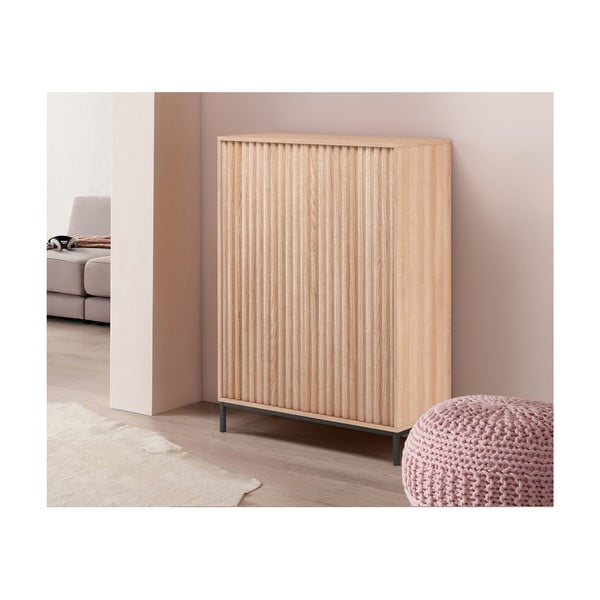 Natūralios spalvos ąžuolo dekoro spintelė 80x110 cm Celine - Støraa-image-4