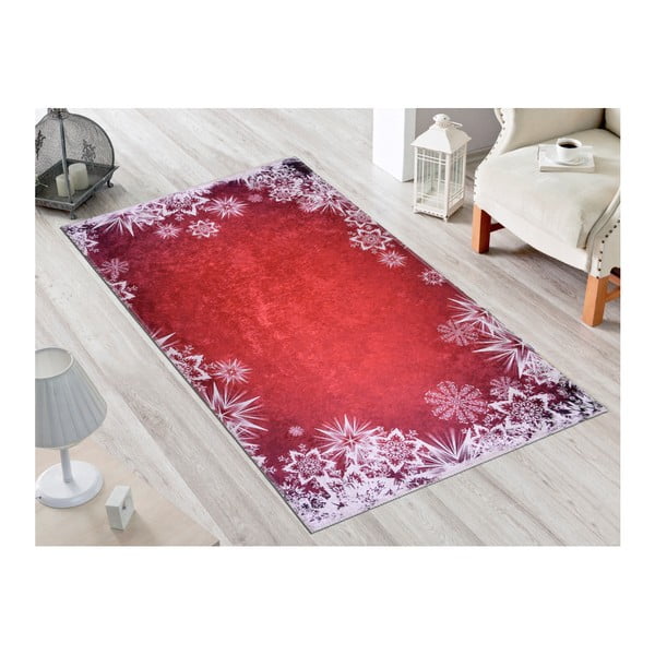 Raudonas ir baltas kilimas Vitaus Snaigės, 80 x 120 cm