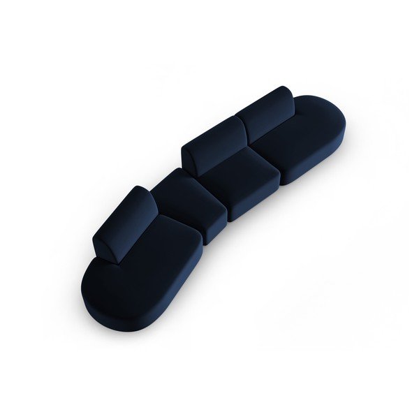 Mėlynos spalvos iš velveto sofa su kairiuoju kampu 428 cm Paolo – Milo Casa-image-1