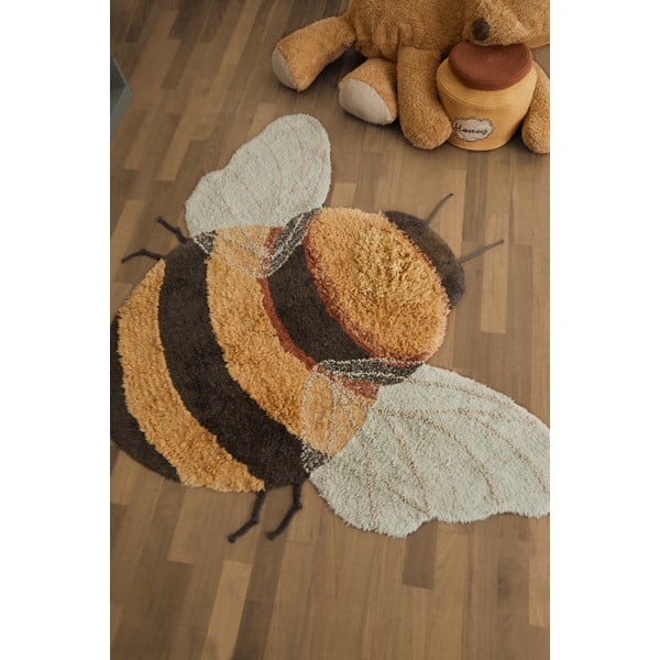 Skalbiamas/rankų darbo iš medvilnės vaikiškas kilimas geltonos spalvos 115x150 cm Bee – Lorena Canals-image-1