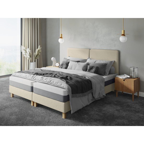 Smėlio spalvos dvigulė lova Mazzini Beds Lotus, 180 x 200 cm-image-1