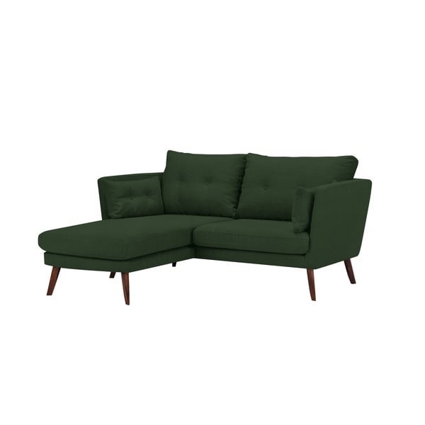 Žalia trivietė sofa "Mazzini Sofas Elena", su šezlongu kairiajame kampe
