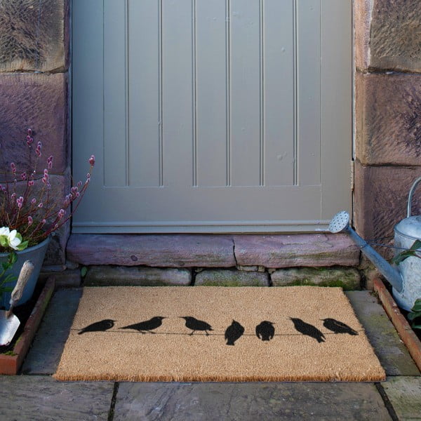 Iš kokoso pluošto grindų kilimėlis 40x60 cm Birds On a Wire – Artsy Doormats-image-3