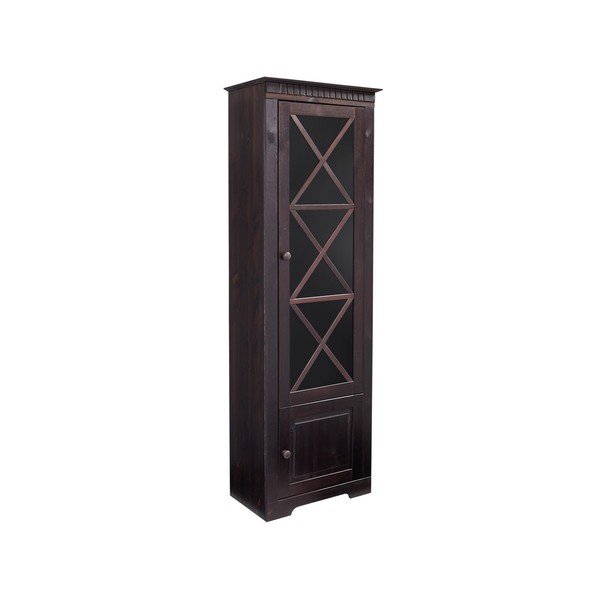 Iš pušies masyvo vitrina tamsiai rudos spalvos 180x35 cm Lisa – Støraa-image-1