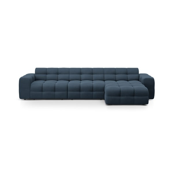 Tamsiai mėlynos spalvos kampinė sofa (su dešiniuoju kampu/su gultu) Kendal – Micadoni 