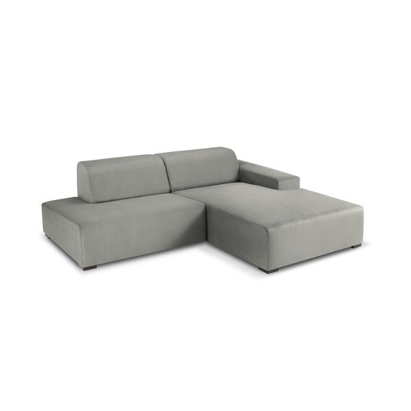 Šviesiai pilka aksominė kampinė sofa Cosmopolitan Design Hobart, kampas dešinėje-image-3