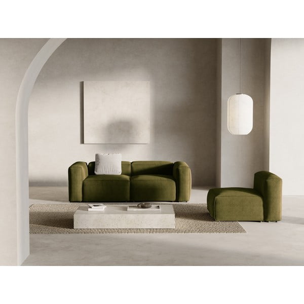 Žalios spalvos iš kordinio velveto sofa 224 cm Bergamo – Cosmopolitan Design-image-1