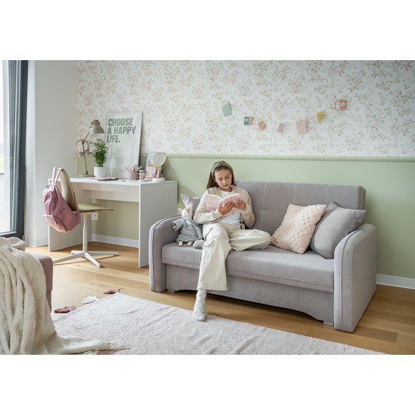 Šviesiai pilkos spalvos iš šenilinio audinio sulankstoma/su sandėliavimo vieta sofa 155 cm Laine – ELTAP-image-4