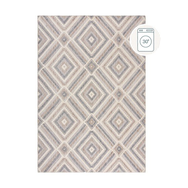 Skalbiamas pilkai smėlinės spalvos kilimas 194x290 cm Beckett – Flair Rugs
