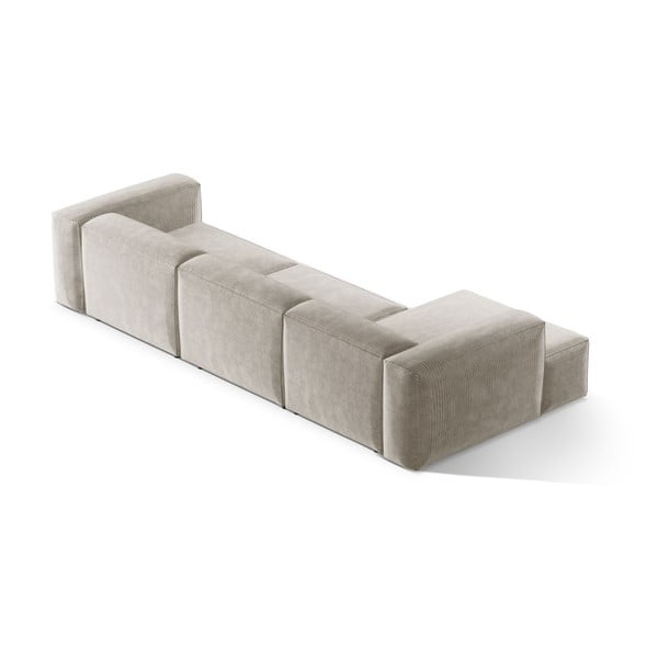 Smėlio spalvos iš kordinio velveto kampinė sofa (su kairiuoju kampu/su gultu) Bergamo – Cosmopolitan Design-image-4