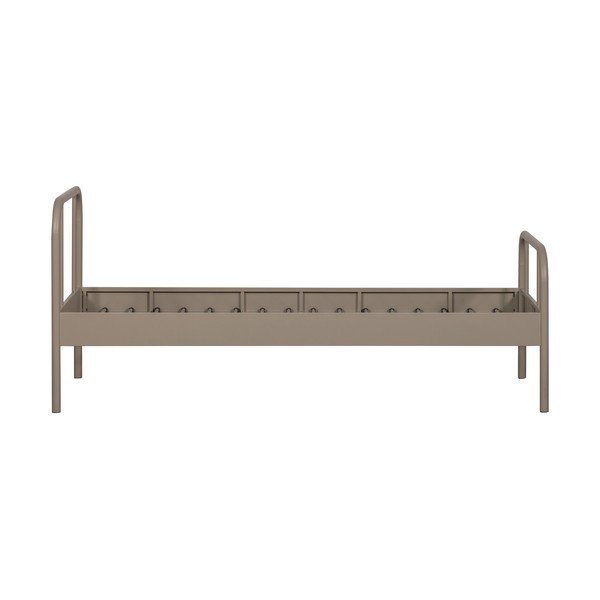 Smėlio spalvos viengulė lova su lovos grotelėmis iš metalo 90x200 cm Mata – WOOOD-image-2