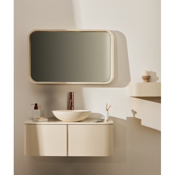 Smėlio spalvos pakabinama spintelė po kriaukle 90x35 cm Salaya – Kave Home-image-1