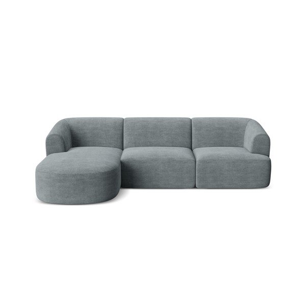 Tamsiai pilkos spalvos kampinė sofa iš kordinio velveto (su kairiuoju kampu/su gultu) Campi – Cosmopolitan Design-image-2