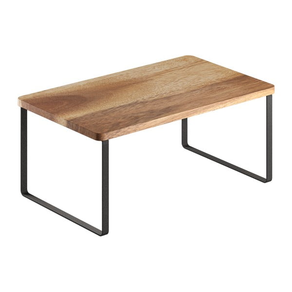 Matinės juodos spalvos/natūralios spalvos iš medienos papildoma virtuvės lentyna 32x19 cm York – Metaltex