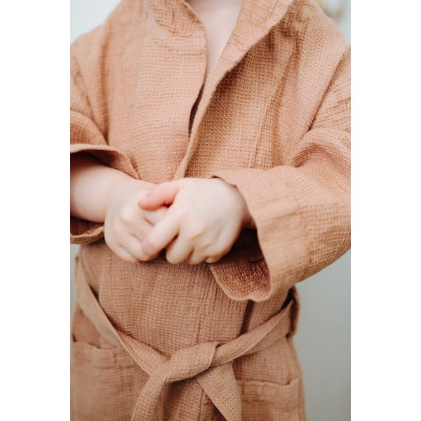 Vaikiškas oranžinis lininis chalatas Linen Tales Nature, 122-128 dydis-image-4