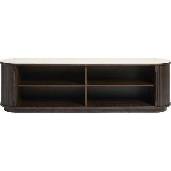 Tamsios natūralios spalvos iš keraminės plokštės TV spintelė 180x50x40 cm Enna – Unique Furniture-image-1