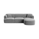 Šviesiai pilkos spalvos kampinė sofa iš velveto (su dešiniuoju kampu/su gultu) Campi – Cosmopolitan Design