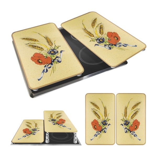 2 viryklių dangčiai iš grūdinto stiklo 52x30 cm Corn-Flowers - Maximex-image-3