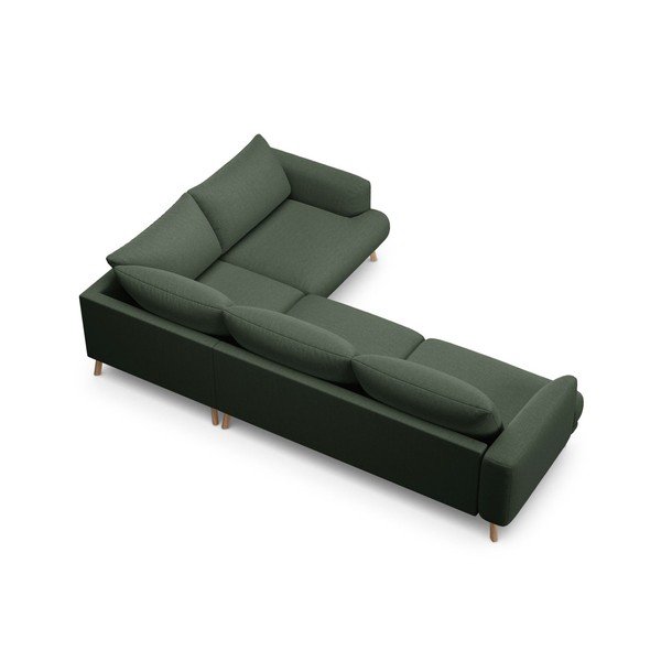 Žalios spalvos kampinė sofa (su dešiniuoju kampu/su gultu) Naomi – Micadoni -image-3