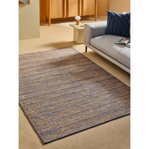 Rankų darbo mėlynos spalvos iš džiuto mišinio kilimas 160x230 cm Hurley – MADE-image-1