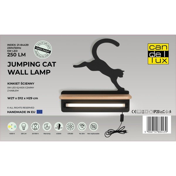 Juodas vaikiškas šviestuvas Cat - Candellux Lighting-image-2