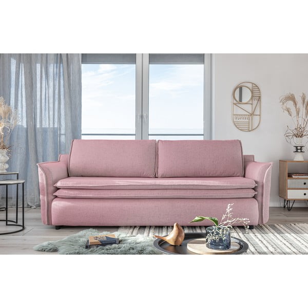 Rausvos spalvos aksominė sofa-lova Miuform Tender Eddie-image-1