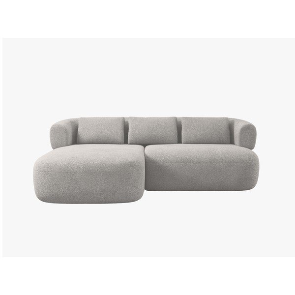 Šviesiai pilkos spalvos kampinė sofa iš boucle (su kairiuoju kampu/su gultu) Jenny – Micadoni -image-2