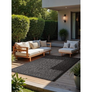 Juodos ir baltos spalvos lauko ir vidaus kilimas 120x170 cm Duet Kona – NORTHRUGS