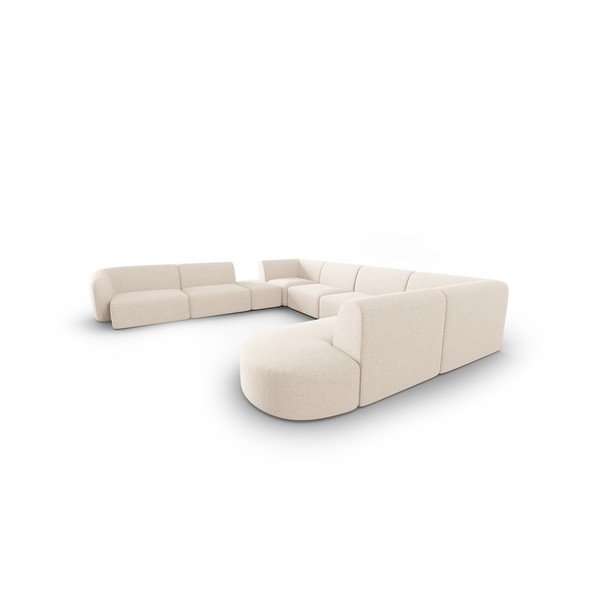 Smėlio spalvos iš šenilinio audinio kampinė sofa (su kairiuoju kampu/„U“ formos) Paolo – Milo Casa-image-2