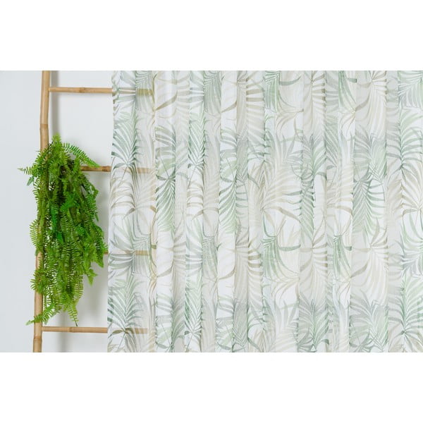 Permatoma užuolaida žalios spalvos/smėlio spalvos 300x260 cm Palmas – Mendola Fabrics-image-1