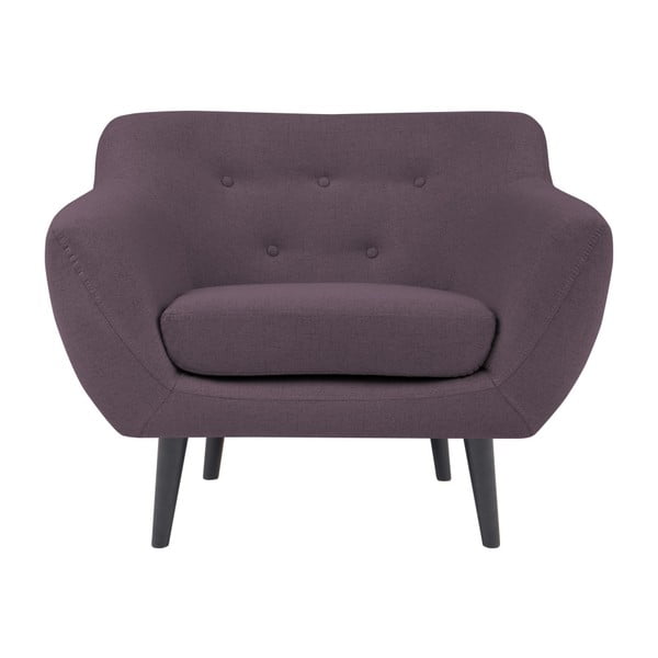 Violetinės spalvos fotelis su rudomis kojomis Mazzini Sofos Piemont