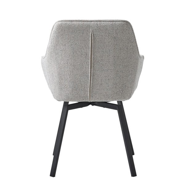 Šviesiai pilkos spalvos iš audinio valgomojo kėdė su porankiais Alma – Unique Furniture-image-4