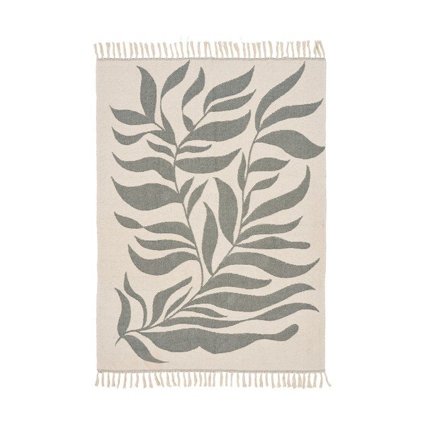 Žalios spalvos/smėlio spalvos iš medvilnės antklodė ir pledas 130x180 cm Loni – House Nordic-image-2