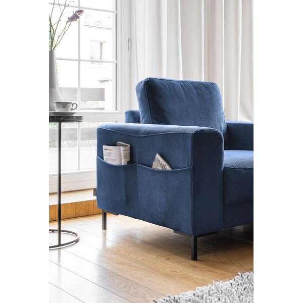 Iš kordinio velveto krėslas tamsiai mėlynos spalvos Lofty Lilly – Miuform-image-3