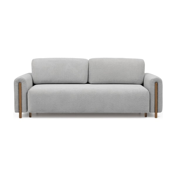 Šviesiai pilkos spalvos iš boucle sulankstoma/su sandėliavimo vieta sofa 244 cm Arcadova – ELTAP
