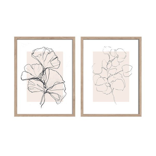 Spausdinti paveikslai su rėmeliu 2 vnt. 30x40 cm Floral Set – Styler