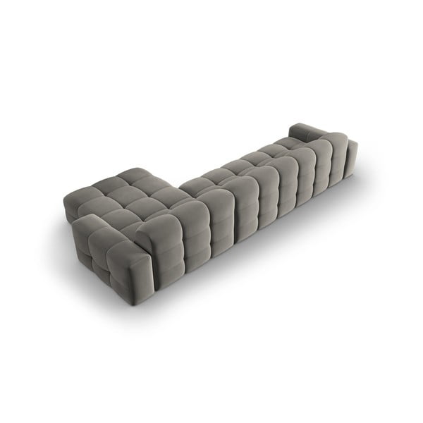 Pilka aksominė kampinė sofa (dešinysis kampas) Kendal - Micadoni Home-image-4