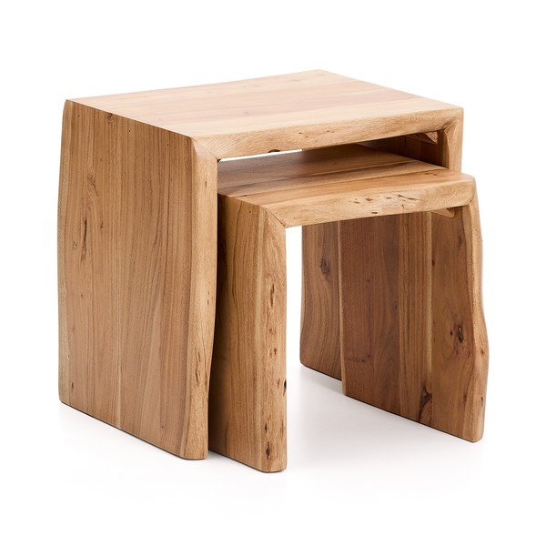 Iš akacijos masyvo šoniniai stalai 2 vnt. 40x50 cm Lomiri – Kave Home-image-2