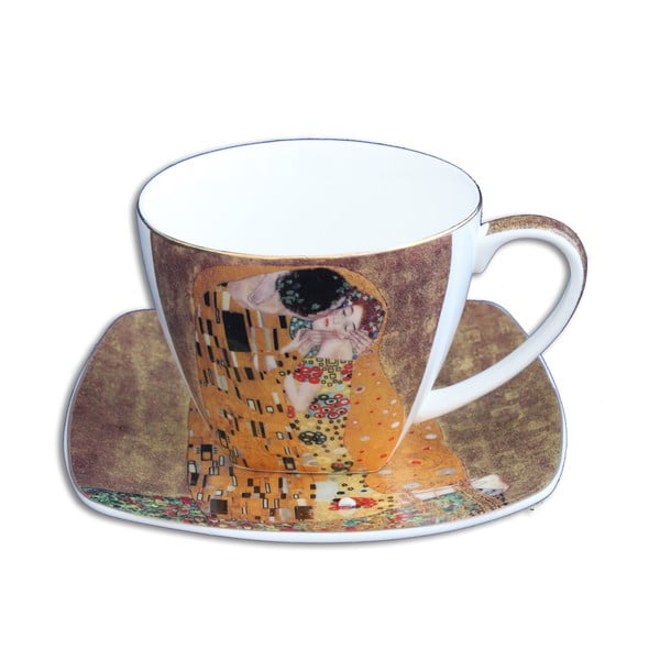 Gustavas Klimtas - puodelis su lėkštele Kiss