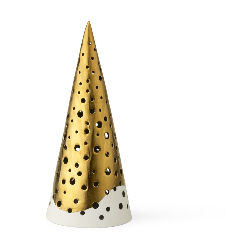 Aukso spalvos porcelianinė žvakidė Kähler Design Nobili, 19 cm aukščio